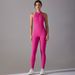 Women's One Piece Zipper Bodysuit European American Style Yoga Sports Tights Hollowed out Back Fitness Running Wear_desvips.com