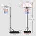 Canasta De Baloncesto Con Tablero De Dardos Altura Ajustable Base Rellenable Y Ruedas 74x55x210-247 Cm_desvips.com