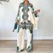Women's clothing autumn new fashion printed lapel bat sleeve top loose trousers two-piece set_desvips.com