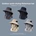 Bucket Hat Summer Sun Protection Sun Hat Men's Outdoor Mountaineering Hat Fishing Face Cover Neck Protection Integrated Hat Big Brim Sun Hat_desvips.com