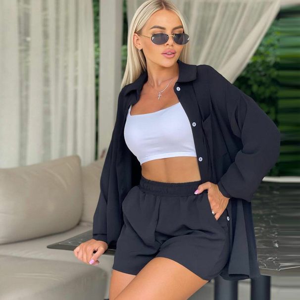 Women's Clothing long-sleeved shorts loose casual _desvips.com
