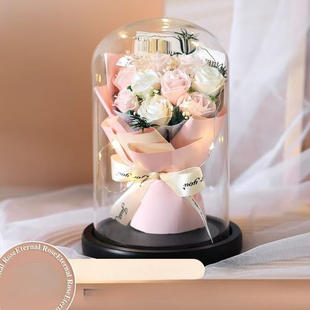 2026 Mother's Day Preserved Glass Dome Rose Bouquet Dried Flower Decoration Gift For Girlfriend, Best Friend, Teacher's_desvips.com
