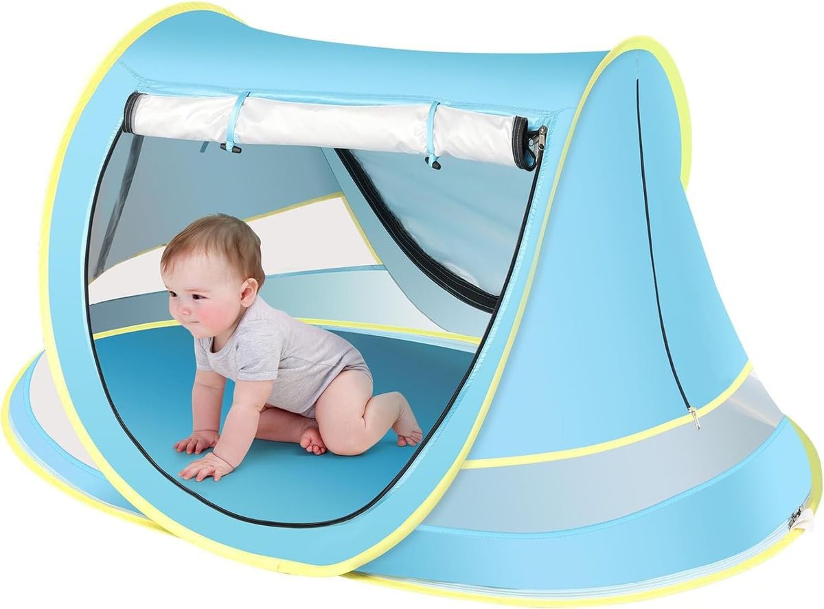 Baby Pop-up Travel Bed With Sun Hat, Suitable Boys Or Girls, Toddler Camping Portable Baby Sunshade, Summer Beach Tent_desvips.com