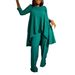 Women's Clothing fashionable temperament large size long sleeved tops wide leg pants suit_desvips.com