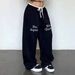 Korean Style Plaid Patchwork Sports Dance Sweatpants For Men Loose Straight Wide-Leg Casual High Street Pants Ins_desvips.com
