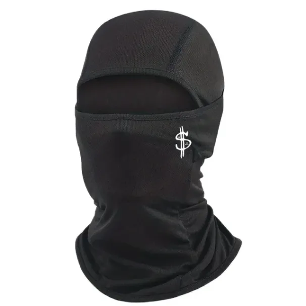 Black Breathable Balaclava Letter Print Motorcycle Face Mask_desvips.com