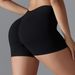 Cross-Border Seamless Knitted Solid Color Tight Peach Hip V-Waist Yoga Sports Running Fitness Three-Point Shorts For_desvips.com