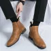 Solid For Men Color Slip On Ankle Boots Flat Short Toed Pointy High Top Pu Leather Shoes Ddmywed Ddmysaturn_desvips.com