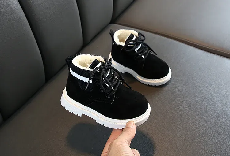 Plush Kids Winter Snow Cotton Fabric Children Shoes Cutefeet Baby Toddler Boys Girls Warm Boots Sizes 21-30_desvips.com