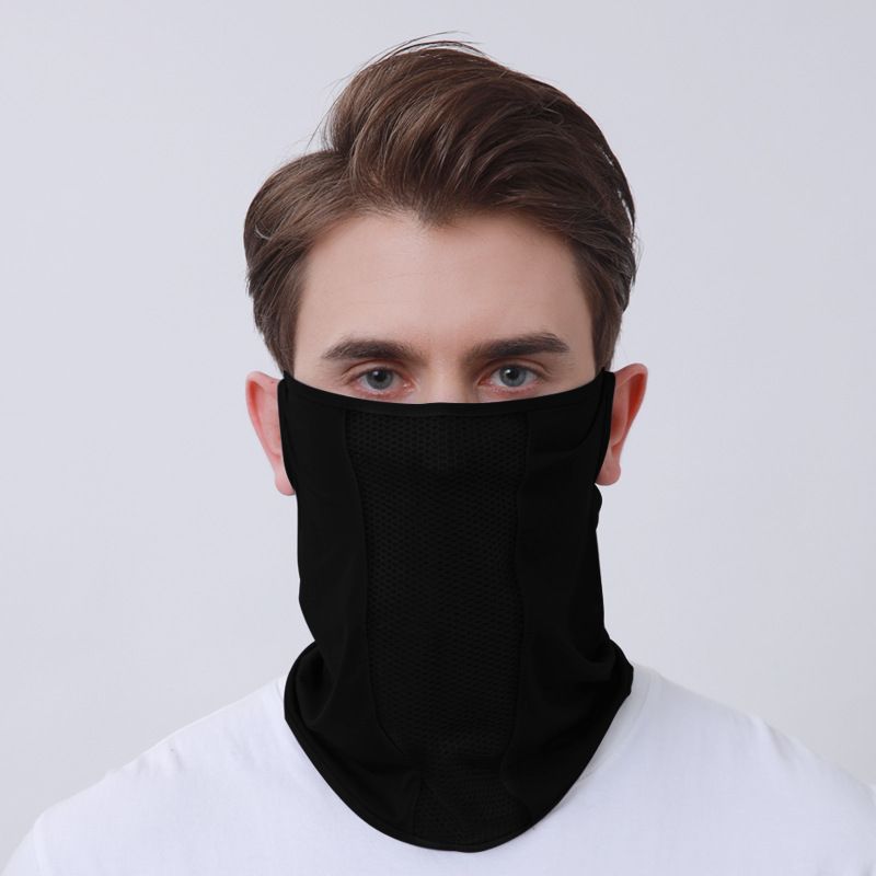 Sunscreen ear hanging mask for summer outdoor sports, ice silk anti ultraviolet breathable mesh hole cycling golf neckband_desvips.com