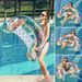 Eco-Friendly Pool Float - U-Shaped Inflatable Lounger With Backrest & Glitter Design For Adults Premium PVC Floating Chair For Beach & Pool Relaxation_desvips.com
