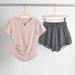 Women's Slim Fit V-Neck Yoga Top Quick Drying Short Sleeve Sports T-Shirt Breathable Fitness Suit For Running And Summer Activities_desvips.com