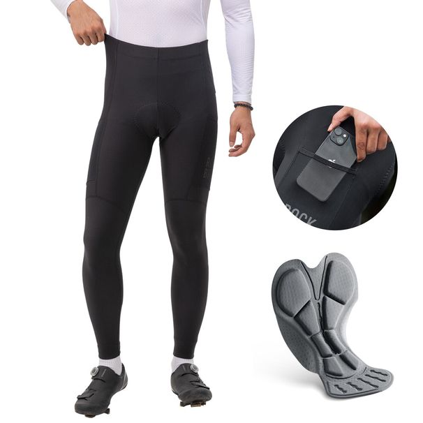 ROCKBROS Men's Long Cycling Pants, 3D Padded with Pocket, Thermal, Sizes L - 3XL_desvips.com
