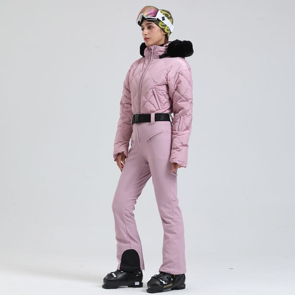 001 New Women's Windproof Waterproof Down Warm Outdoor Sports Double Board Export Ski Suit One-piece Women_desvips.com
