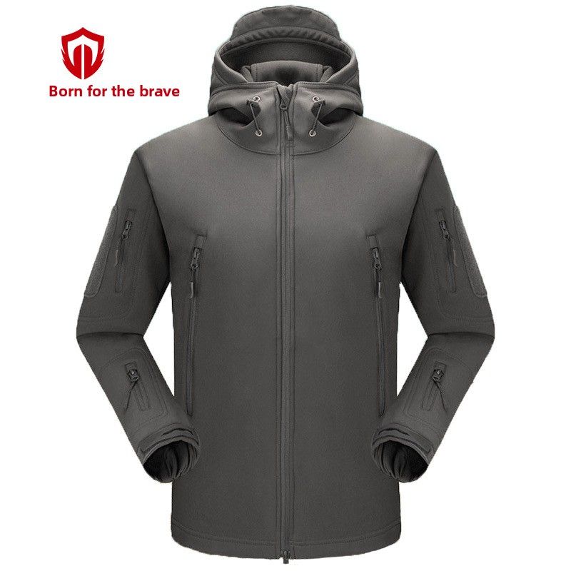 Shark Skin Soft Shell Jacket Camouflage Fleece Thickened Tactical Hooded Coat Manufacturer In Stock_desvips.com