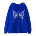 International Station New Sweatshirt Personalized Grid Butterfly Heat Transfer Casual European Size Fashion Autumn_desvips.com