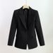 Women's clothing Suit Pants Irregular Lapel Simple Black Red Jacket + Pants_desvips.com