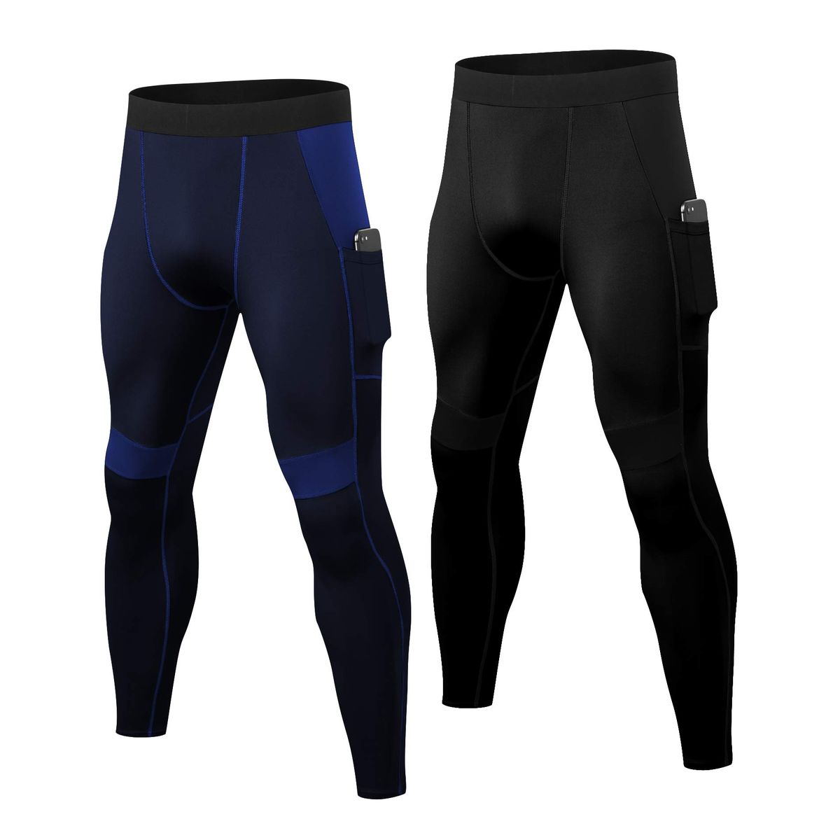 2 Pack Men Pants Workout Running Basketball Compression Tights Gym With Pockets Quick Dry X_desvips.com