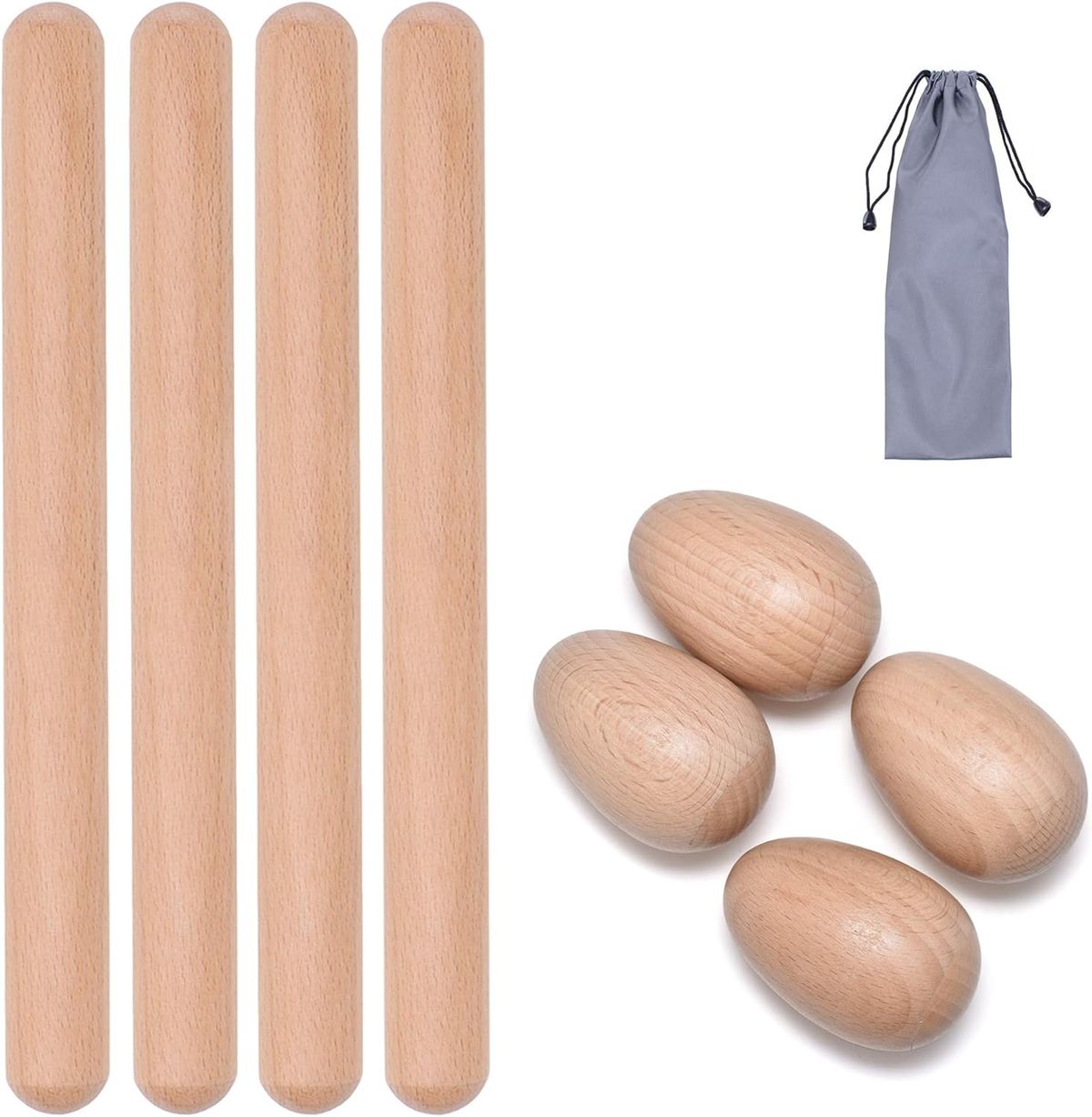 8-piece Musical Instrument Set, Including 8inch Approx. 20.3cm Rhythm Sticks With Claws And 4 Wooden Egg Vibrators_desvips.com