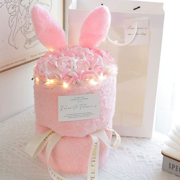 520 Mother's Rabbit Ear Soap Eternal Rose Bouquet Gift For Girlfriend, Best Friend, Mother On Birthda Or Valentine's_desvips.com