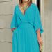 Women's 2023 temperament elegant v-neck bat sleeve wide-leg solid color simple fashion jumpsuit_desvips.com