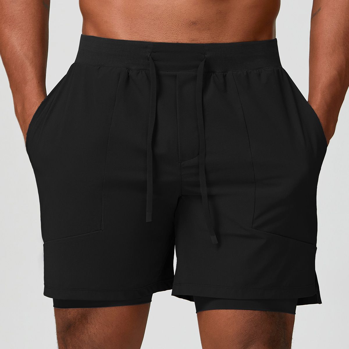 SwayneMen's Skin-Friendly Breathable Quick-Drying Sports Casual Double Layer Shorts, American Fitness Basketball Four-Point Shorts 1189_desvips.com