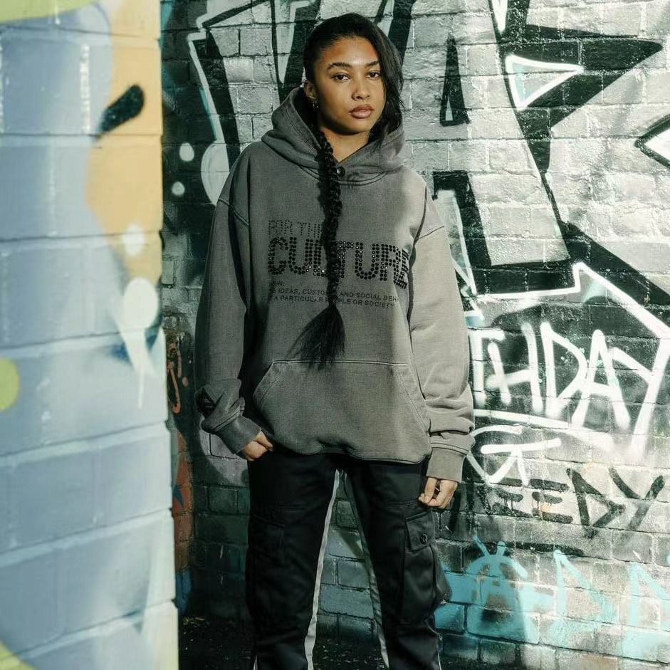 Hooded Sweatshirt Cool Internet Celebrity Hoodie Pullover Rhinestone Letter Print New Long Sleeve Top Jacket_desvips.com