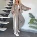 2025 Autumn Y2K Striped Zipper Top Jacket Casual Sports Suit For Women_desvips.com