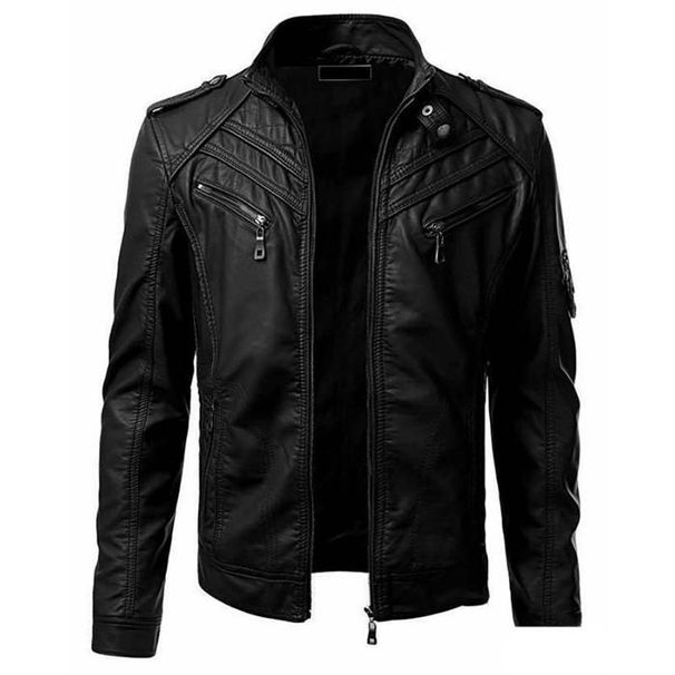 2024 autumn casual leather with men's color patchwork stand up collar jacket_desvips.com