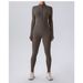 RUANTUTU Women's Winter Fleece-Lined Full-Length Yoga Bodysuit - Long Sleeve Thermal Workout Jumpsuit, Stretchy Gym Wear For Women (Black, Dark Gray)_desvips.com