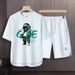 Men's Clothing 2024 Waffle Casual Summer Suit Men's Loose Teen Short sleeved T shirt Shorts Handsome Two piece Suit_desvips.com