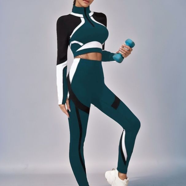 Sports Suit Winter Tight Long Sleeve Slimming Quick-Dry Fitness Wear Outdoor Running Yoga Set For Women 276_desvips.com