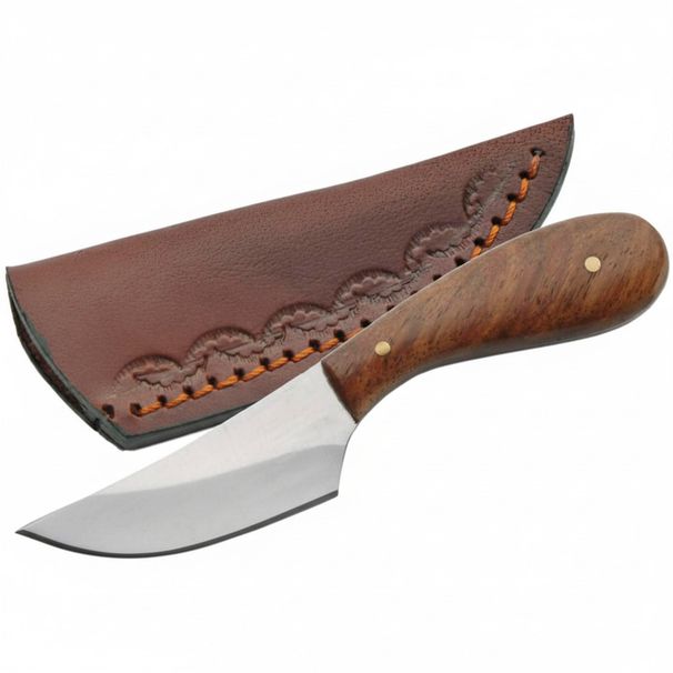 SZCO Full Tang Hunting Knife With 4.75 Inch Stainless Steel Drop Point Blade, Burlwood Handle, And Sheath - Brown Pocket Knife For Hunting, Cutting, A_desvips.com