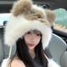 Siamese Furry Little Raccoon Cartoon Cute Versatile Winter Ear Protection Warm Lei Feng Hat_desvips.com