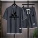New Men's Waffle Short Sleeve Set Summer Sports Casual Two-Piece Trendy_desvips.com
