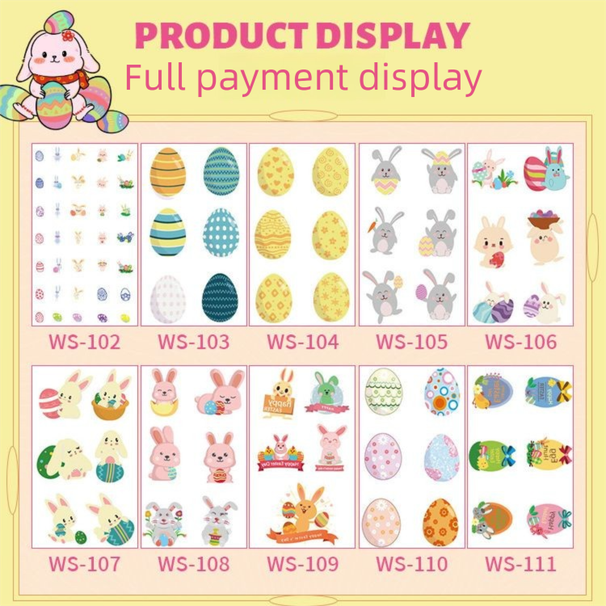 Cross-Border New DIY Easter Egg Waterproof Cute Colorful Eggs Bunny Holiday Gift Children's Tattoo Stickers_desvips.com
