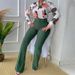 Women's Clothing casual suit printed stand-up collar long sleeve shirt top wide-leg pants two-piece set_desvips.com