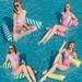 Inflatable Water Hammock With Mesh Net - Foldable Floating Bed For Pool Lake & Beach (Striped Design Heavy-Duty PVC)_desvips.com