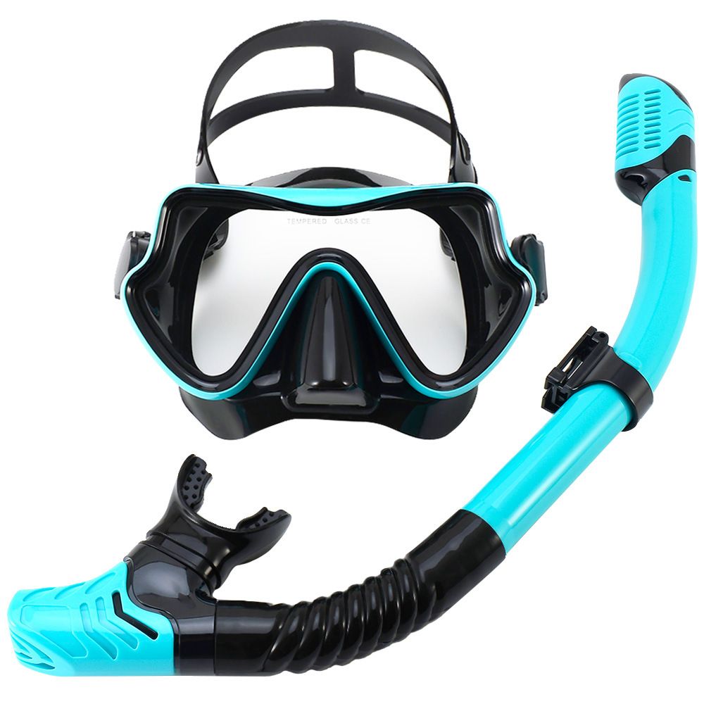 New big frame diving mirror breathing tube set men's and women's waterproof and anti-fog silicone mirror floating diving mask_desvips.com