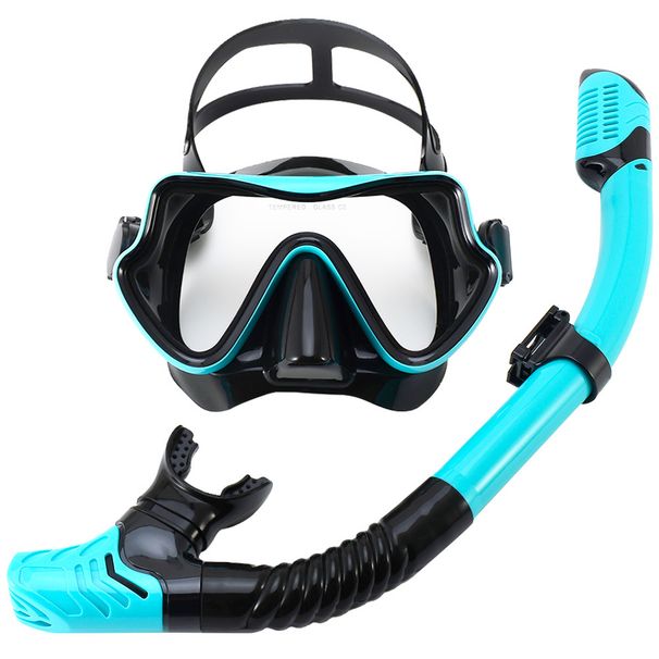 New big frame diving mirror breathing tube set men's and women's waterproof and anti-fog silicone mirror floating diving mask_desvips.com