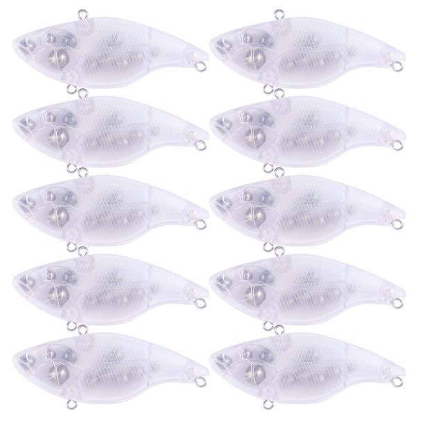 10Pcs/Lot Unpainted VIB Fishing Lure Body Blank Lures Artificial Baits With Rattles DIY Hard Bait Vibration Wobbler Fishing_desvips.com