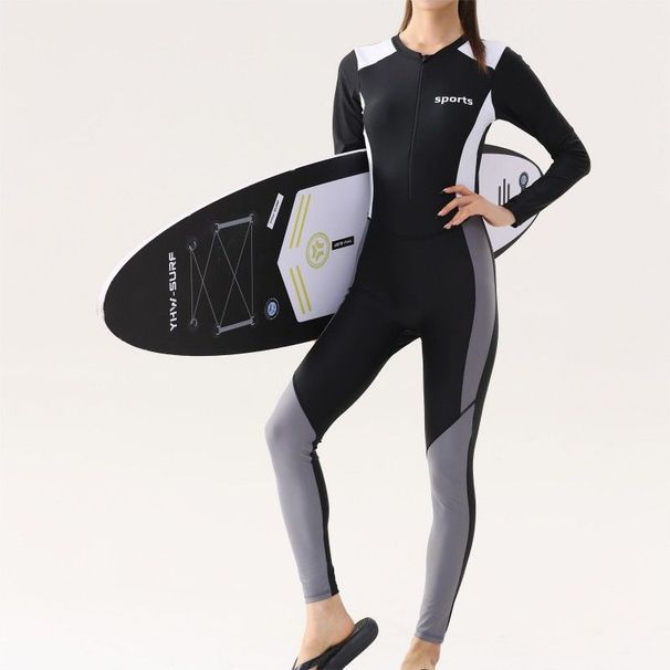 New Women's Swimsuit Conservative One-Piece Slimming Sun Protection Sleeve Long Pants Outdoor Jellyfish Diving Suit For_desvips.com