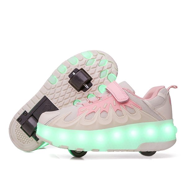 Rechargeable luminous shoes LED lights for children adult roller skate LACES wheels_desvips.com