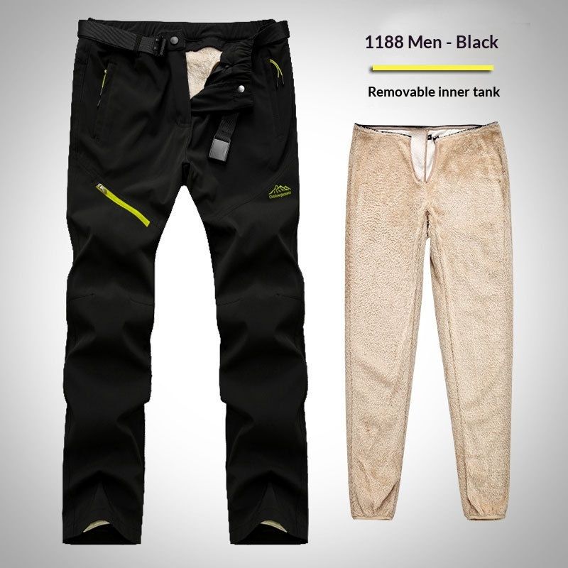 001 Northeast Snow Country Ski Women's Three-Proof Tibetan Softshell Pants Men's Fleece-Lined Thickened Outdoor_desvips.com