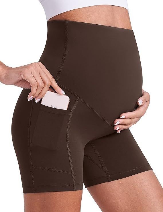 Sports Clothing Dynamic Pregnancy Yoga Shorts Over Belly Comfortable Cycling Sports Dynamic Pregnancy Fitness Shorts With Pockets_desvips.com