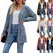 New women's clothing women's brushed pit strip solid color long-sleeved women's cardigan jacket_desvips.com