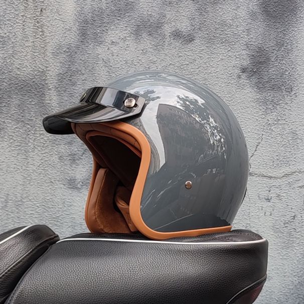 Retro Semi-open Motorcycle Helmet Cross-country Motorcycle Accessories Motorcycle Helmet 3/4 Retro Helmet In Winter_desvips.com