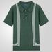 Men's Clothing New Men's Green Striped Short Sleeve Slim Fit Polo Shirt Knitted T Shirt Male_desvips.com