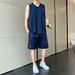 Ice Silk Vest Jersey Sleeveless T-Shirt Sports Short Sleeve Men's Quick-Dry Five-Point Shorts Summer Set Basketball_desvips.com