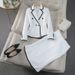 Women's Clothing tweed fishtail skirt suit fashionable temperament professional suit formal wear_desvips.com